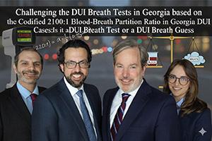Four attorneys challenging the DUI Breath Tests in Georgia based on the Codified 2100:1 Blood-Breath Partition Ratio.