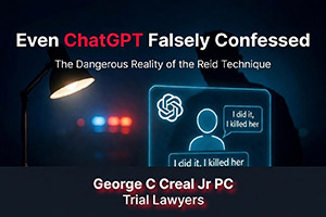 George C Creal Jr PC Trial Lawyers graphic about the Reid Technique and false confessions.